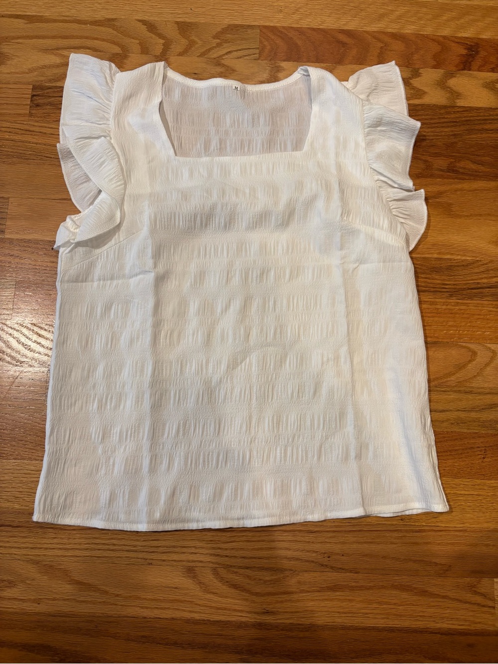 Women’s White Square-Neck Ruffle Sleeve Top